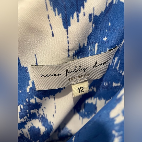Never Fully Dressed Blue & White Print Midi Dress in Sz 12 UK/8 US - Picture 8 of 8